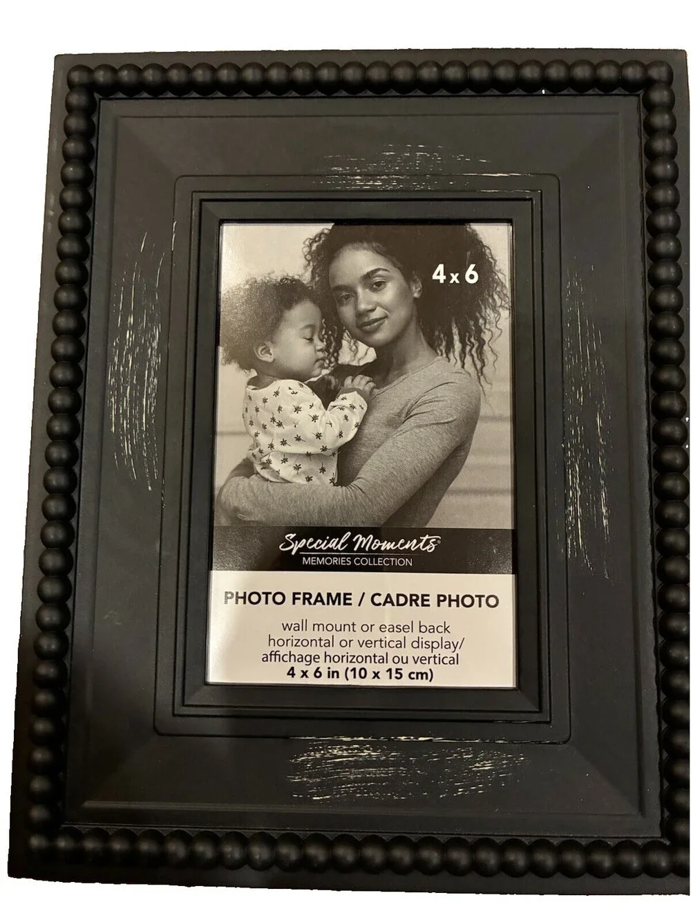 Special Moments Black Beaded Plastic Photo Frame 4x6 Rustic Farmhouse Distressed
